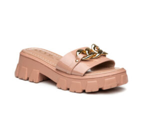 TTP Ladies Patent Platform Slip-on Sandals with Metal Decor DZW211006