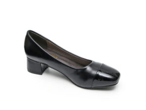 TTP Classic Block Heel Slip On Courts with Patent Toe Cap JSF6