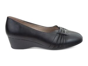 TTP Classic Ladies Wedge Heel Courts with pu Pattern on Vamp-Black 182-6