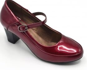 TTP High Gloss Ladies Court Heel with buckle Strap 8501-2