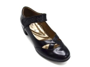 TTP Ladies Block Heel Courts Velcro Strap with Cut Out Detailed Vamp 8603-1
