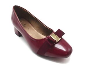 TTP Ladies Block Heel Ribbon Decor Court Shoe 85525-1