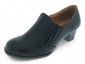 Block Heel Courts with Elasticated Vamp Edge BK8146