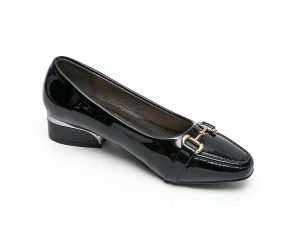 TTP Low Block Heel Patent PU Courts with Link Decor JSF60