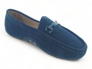TTP Women Blue Round Toe Suede Moccasin with Decor 1010512S-L