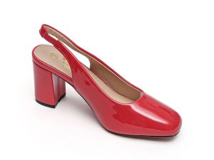 TTP Women’s Block Heel Slingback Patent PU Heels JSF59