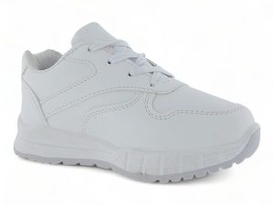 Kiddies White PU Lace Up Sneakers – XB230806