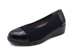 TTP Women Black Wedge Round Toe Loafers XB3508-1